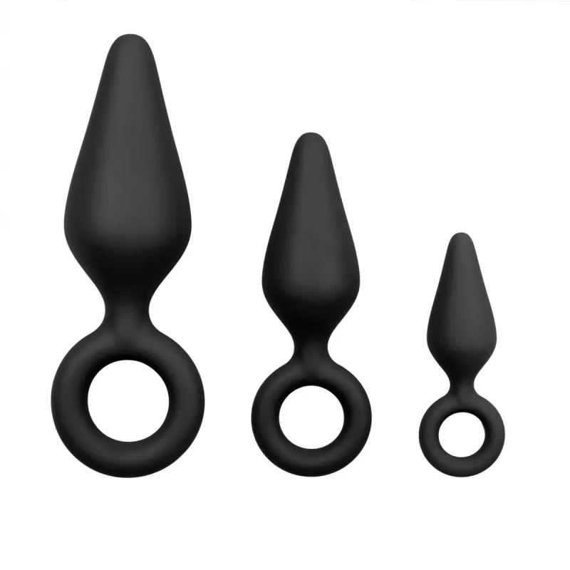 Kit de 3 plugs Silicone POINTY 10 x 4.5 cm Noir