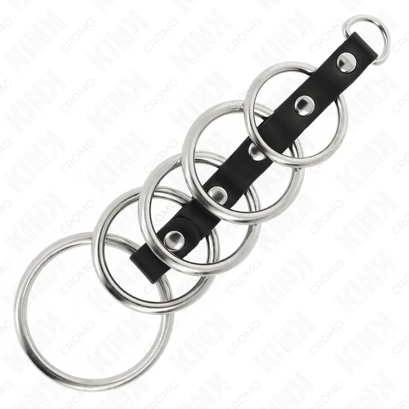 Anneaux Péniens Connectés 5 Tailles Métal Cuir - KINK