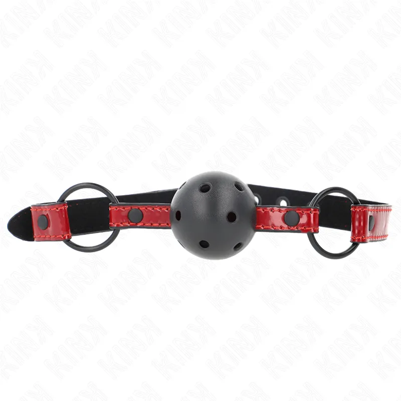 Bâillon Boule Cuir Brillant 4,5cm Ajustable - KINK