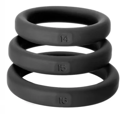 Lot 3 anneaux péniens en silicone XACT-FIT S-M