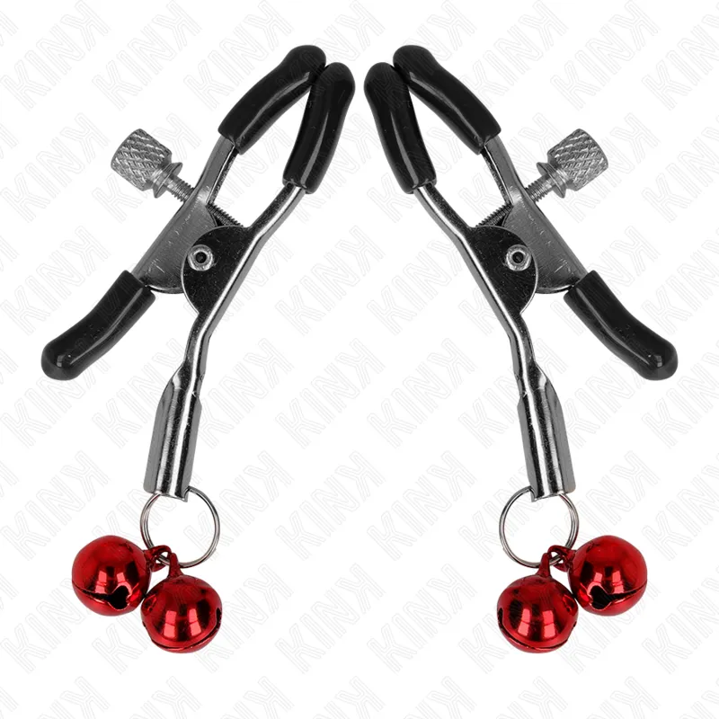 Pince à seins réglable double cloche rouge - Kink