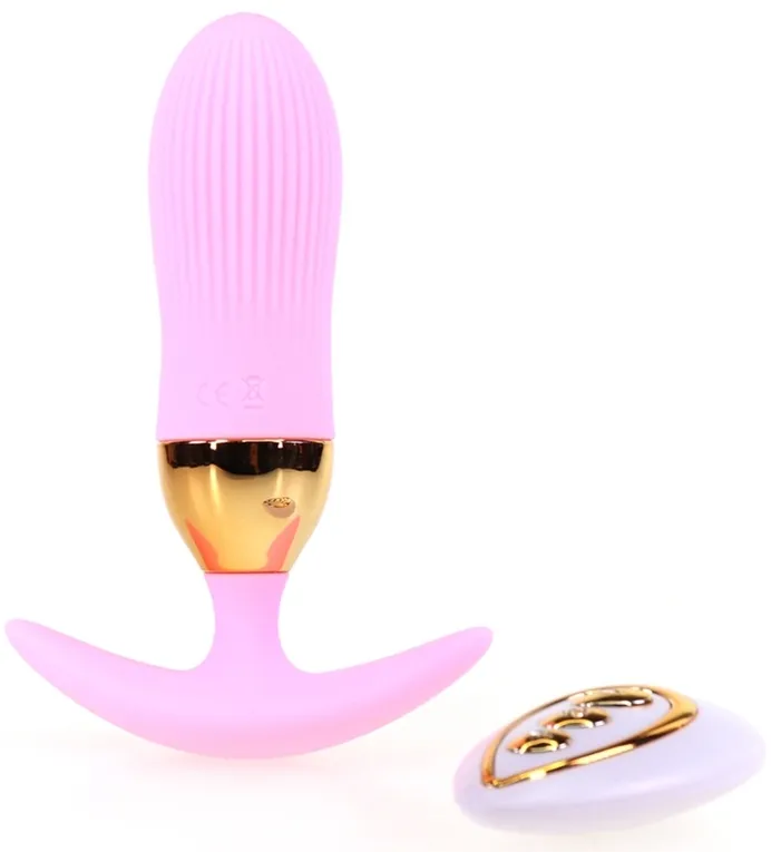Plug vibrant STRIPE EGG 10 x 3cm Rose