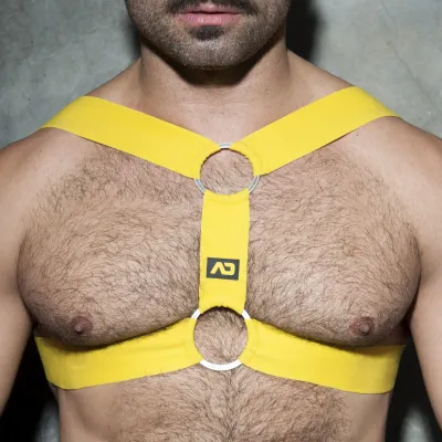 AD Fetish Harnais DOUBLE RING Jaune