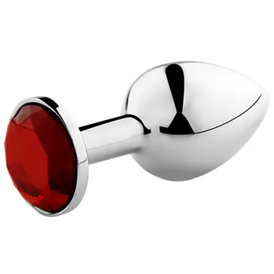 Plug anal métal bijou rouge taille L - Secret Play