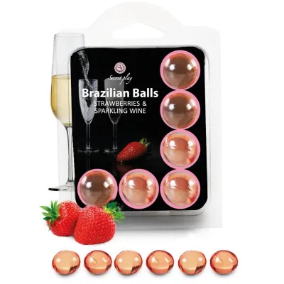Boules de massage Fraise et Vin Pétillant x6 - Secret Play