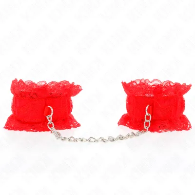Menottes Attache-Poignets Élastiques Dentelle Rouge - KINK