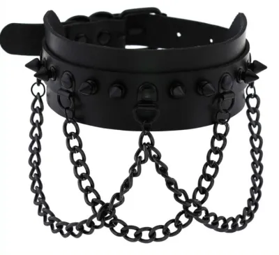 Collier à pointes PIKY Noir