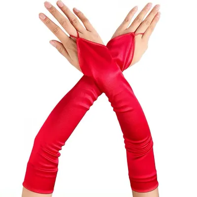 Mitaines Longues SATIN GLOVES Rouges