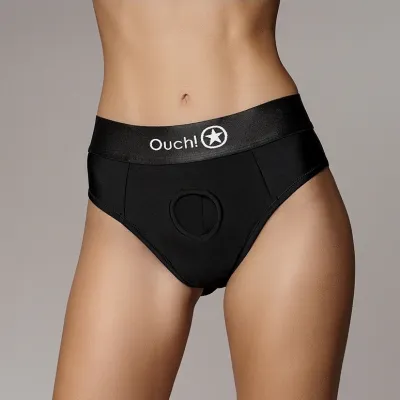 Jock String vibrant STRAP-ON THONG REAR OPEN Noir