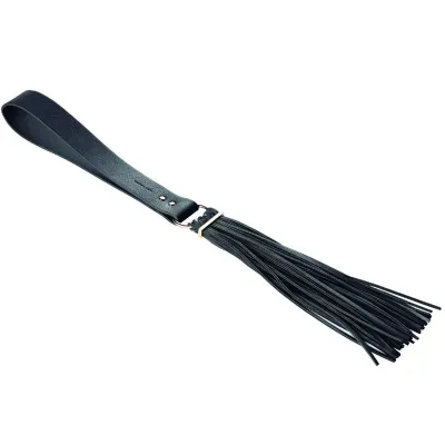 Fouet à pompon MAZE en cuir vegan noir - Bijoux Indiscrets