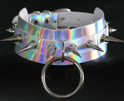 Collier à pointes STROBO LASER Argenté