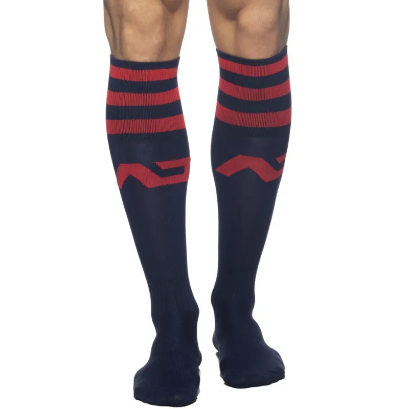 Addicted Chaussettes hautes BASIC SOCKS Marine-Rouge
