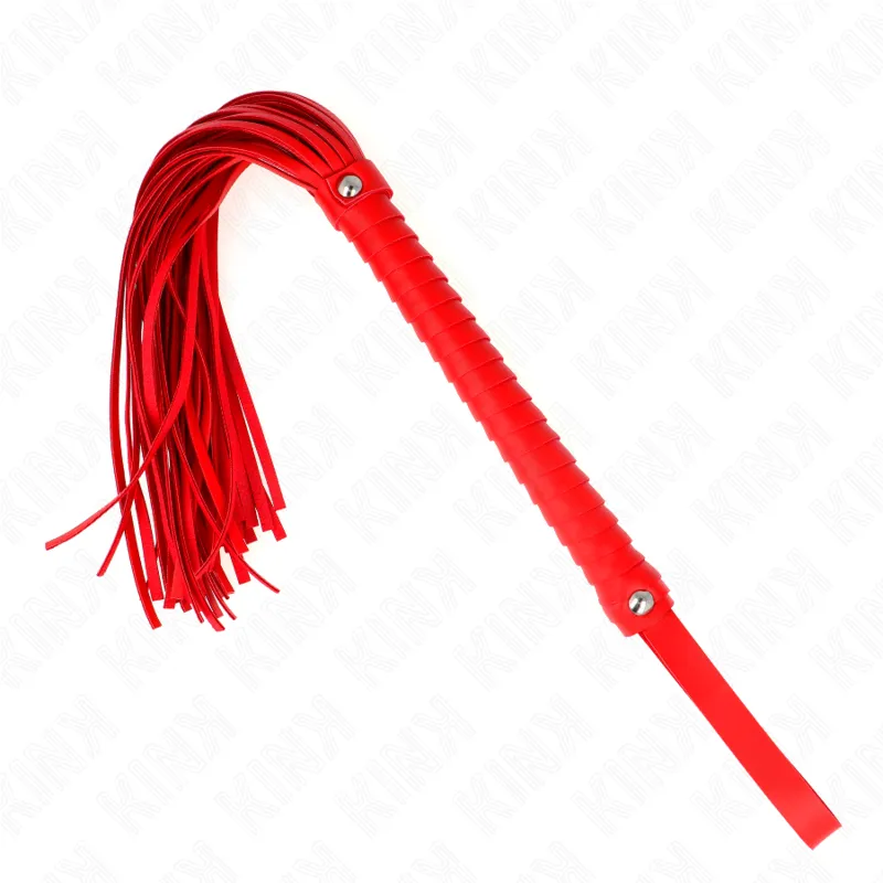 Fouet BDSM rouge manche texturé 48,5 cm - Kink