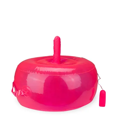 Coussin gonflable rond avec gode vibrant Ride Me gode vaginal ou anal homme ou femme - Rose