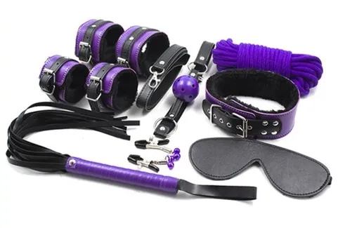 Coffret BDSM FUR LINES 8 Pièces Violet-Noir