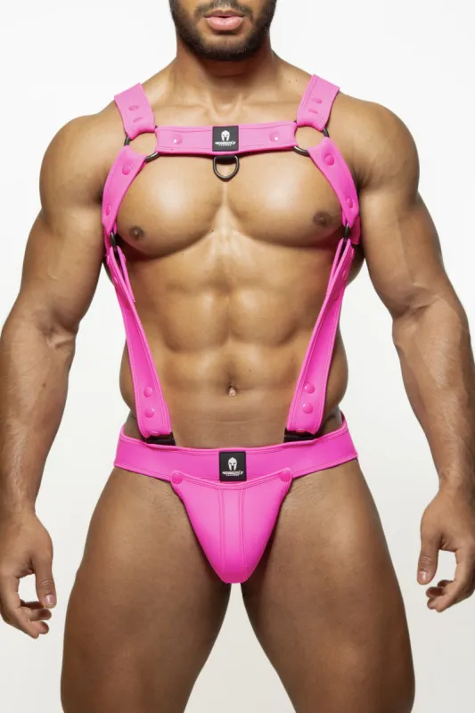 Ensemble Harnais + Jockstrap ARMY BLUST Rose