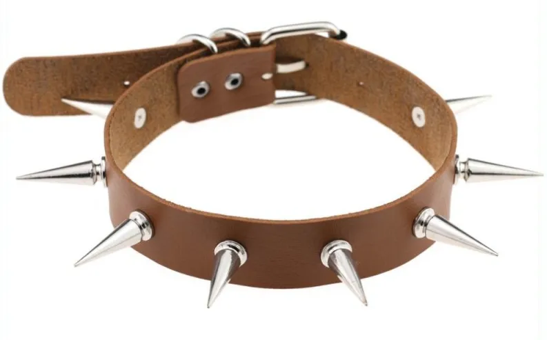 Collier à pointes PIKY LISH Marron