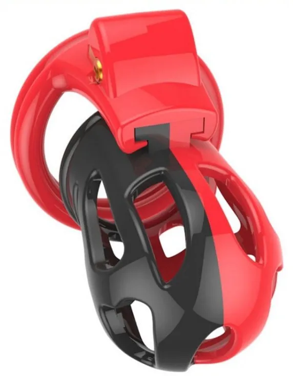 Cage de chasteté JOKER 7.5 x 3cm Rouge-Noir