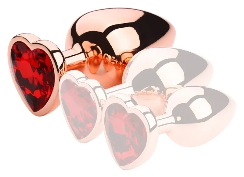 Plug Bijou Anal GOLD HEART L 8 x 4.1cm Rouge