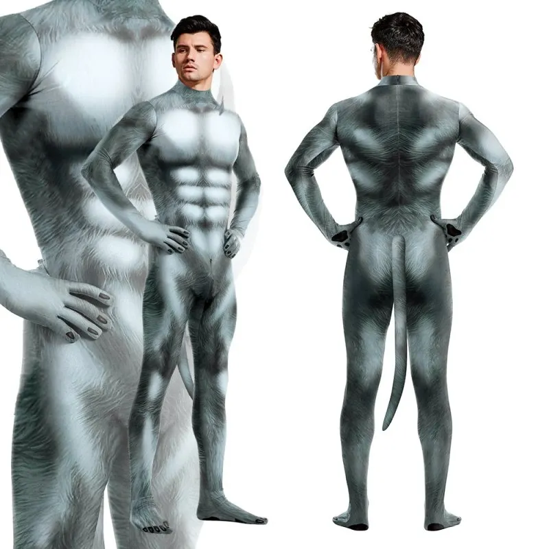 CosplayDogs Combinaison Cosplay Loup WOLF Gris