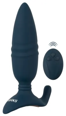 Plug vibrant à poussée BUTT THRUST 14.5 x 4cm Bleu