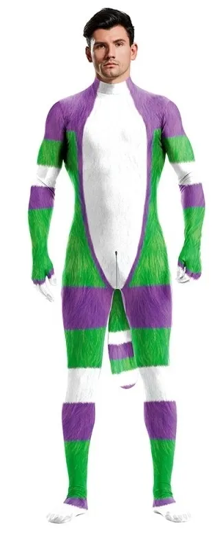 Combinaison Cosplay CARTOON Blanc-Vert-Violet