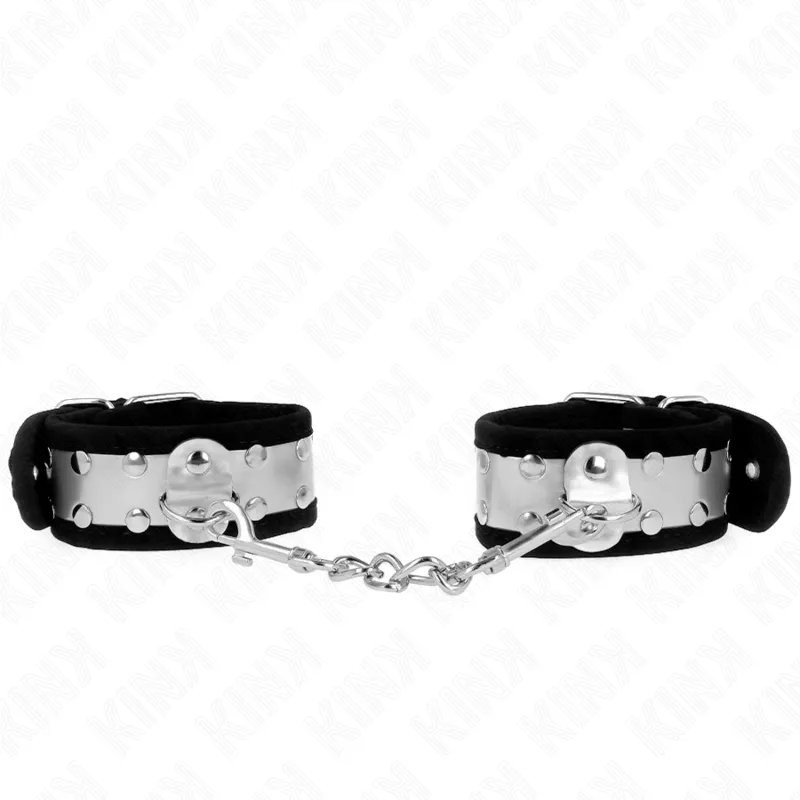Appui-Poignets BDSM Fins Noir/Argent 30x4cm - KINK