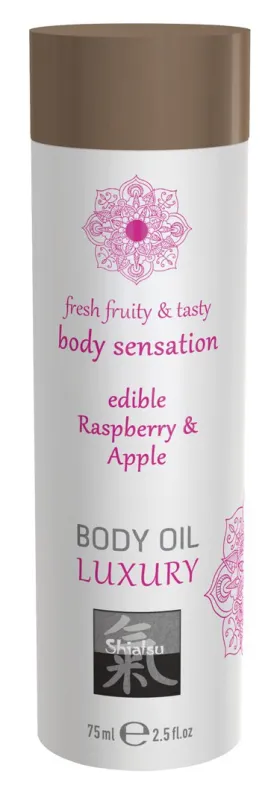Huile de massage Comestible - FRAMBOISE et POMME 75 ml
