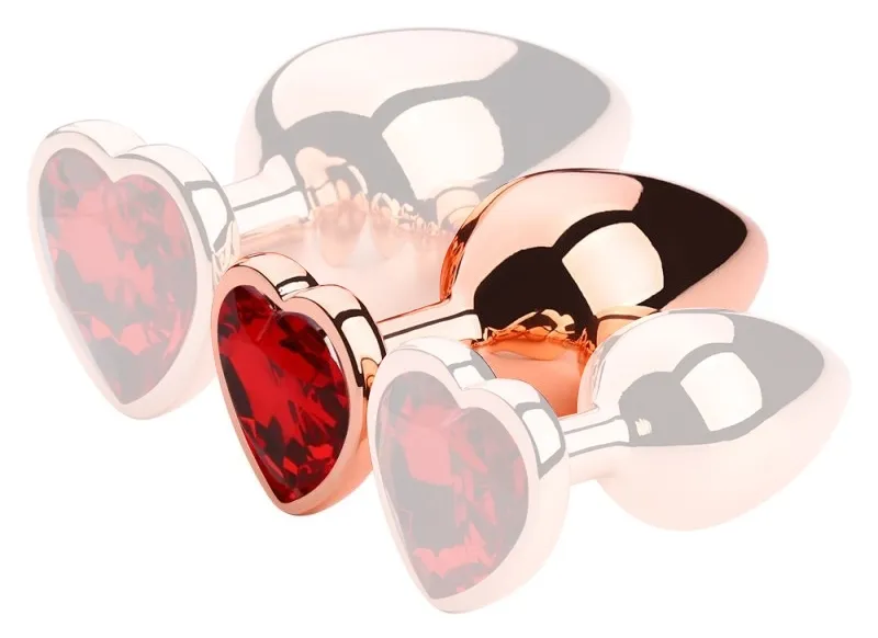 Plug Bijou Anal GOLD HEART M 7 x 3.4cm Rouge