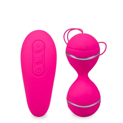 Boules de geisha et télécommande vibrantes Deity oeuf vibrant sans fil pour femme et couple - Fuchsia