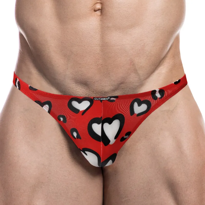 CUT4MEN Slip sexy BRAZILIAN Rouge-Coeurs