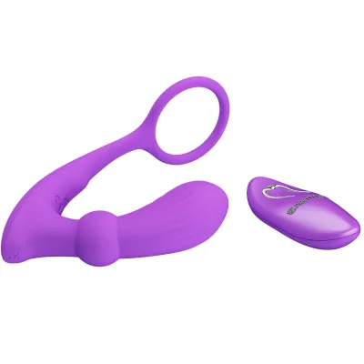 Anneau Pénien Warren Vibrant avec Plug Anal Violet - Pretty Love