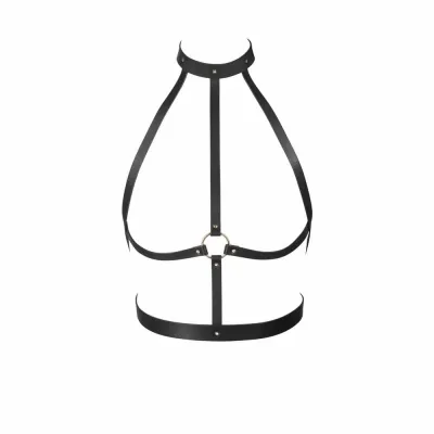 Harnais H BDSM Maze - Tour du cou : min 31 cm, max 41 cm. Tour de la taille : min 60 cm, max 80 cm Noir