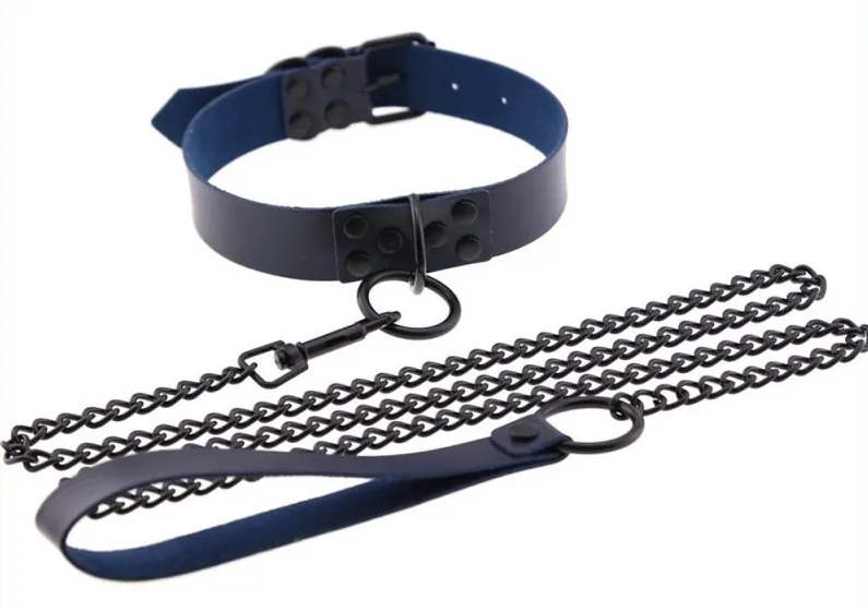 Collier-Laisse PUNK Bleu marine