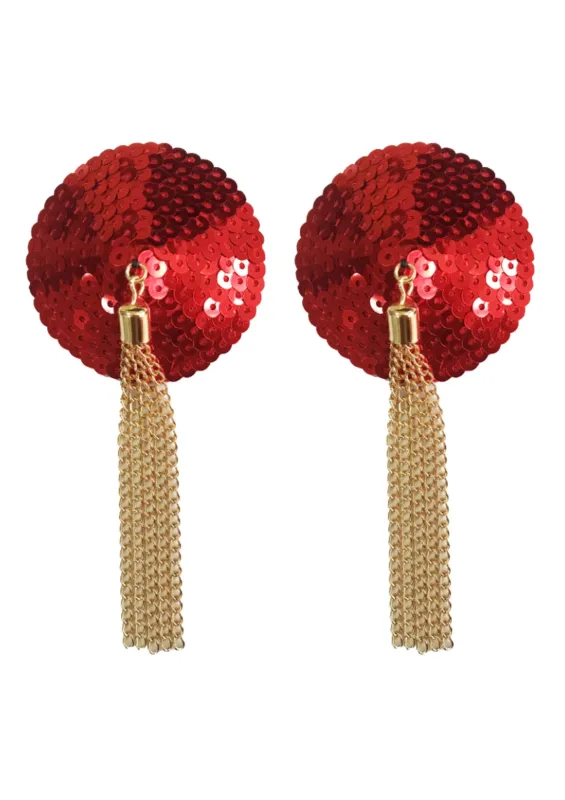 Cache-Tétons Sequin avec Chaîne NIPPLE COUTURE Rouge