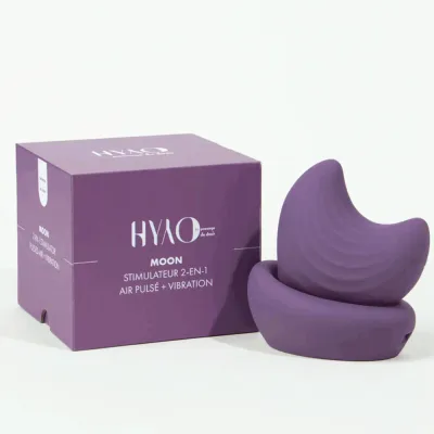 Moon stimulateur 2-en-1 de Hyyo - Stimulateur seul : 8,4 x 7,5 x 4 cm - Base incluse 10 x 9 x 5,5 cm Violet