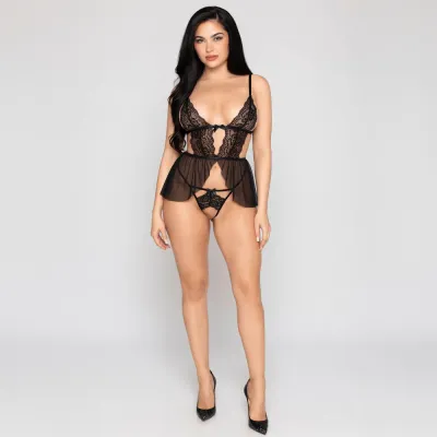 Babydoll et culotte ouverte - M