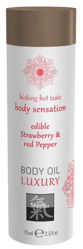 Huile de massage Comestible - FRAISE et POIVRON ROUGE 75 ml