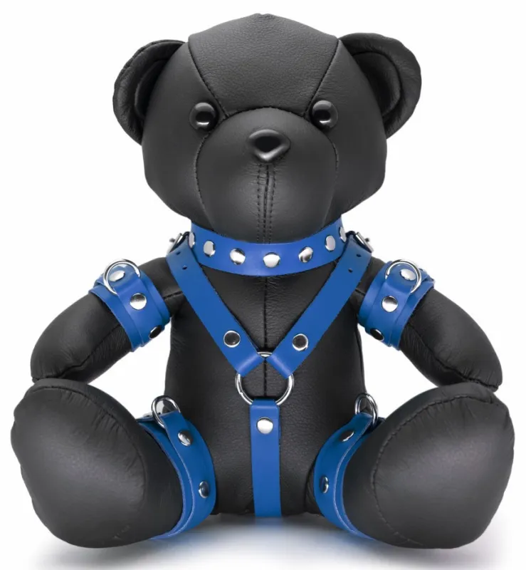 The Red Ours en cuir EDDY The BDSM Teddy Bear Bleu