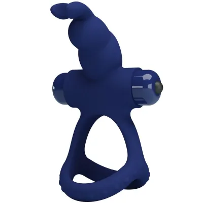 Anneau Pénien Double Vibrant Luchito Lapin Bleu - Pretty Love