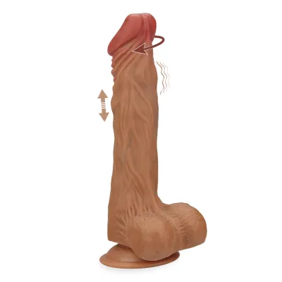 Gode godemichet ventouse vibrant va-et-vient et rotatif 22,0cm Jones gode vaginal ou anal homme ou femme - Peau mate
