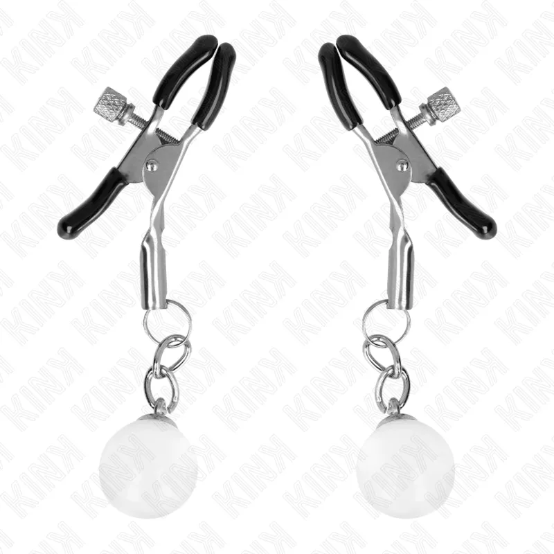 Pinces à tétons réglables billes de verre transparentes - Kink