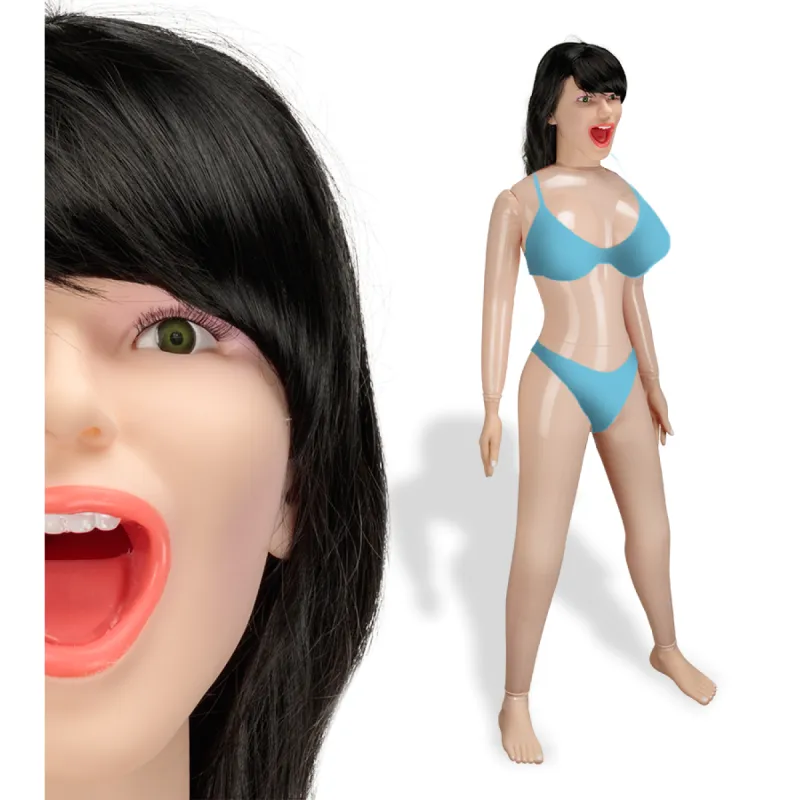 Poupée gonflable haute qualité brune yeux verts Ornella