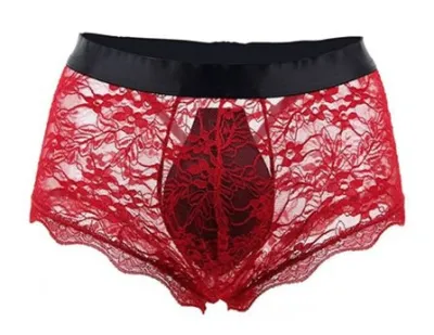 Boxer ouvert en dentelle LACIEN Rouge