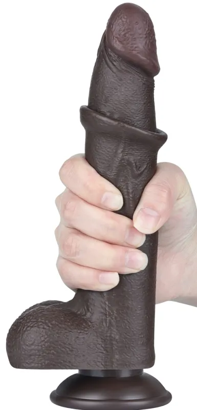Gode Réaliste avec Bourses SLIDING SKIN 17 x 4cm Noir