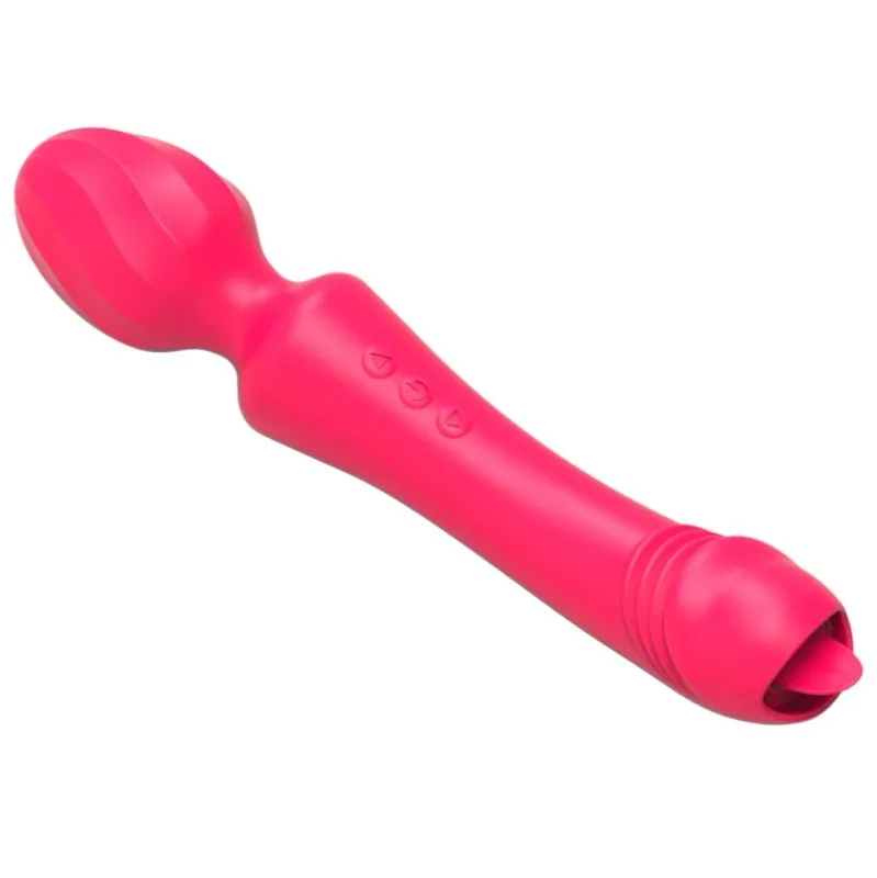 Wand Vibrant avec Langue MAGIC HEAD 20cm Rouge