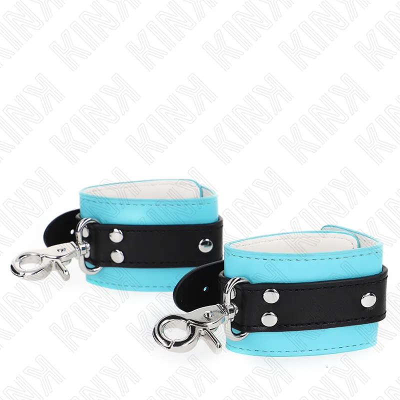 Menottes KINK Appui-Poignets Verrouillables Premium Noir/Bleu - KINK