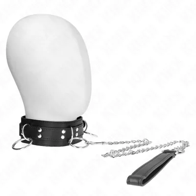 Collier BDSM Esclavage 3 Anneaux avec Sangle 80cm - KINK