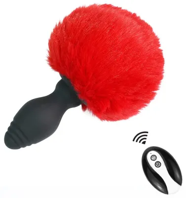 Plug vibrant avec Pompon TAILYVIBE 6.5 x 3.1cm Rouge