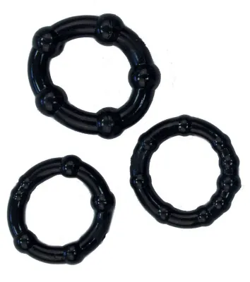 Lot de 3 mini anneaux péniens souples noirs